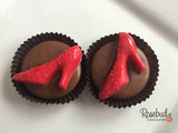 12 RED RUBY SLIPPERS Chocolate Covered Oreo Cookie Red HIGH HEEL Candy Party Favors