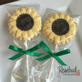 12 SUNFLOWERS Chocolate Lollipop Candy Party Favors Flowers