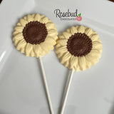 12 SUNFLOWERS Chocolate Lollipop Candy Party Favors Flowers