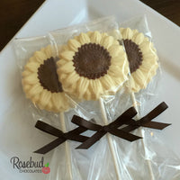 12 SUNFLOWERS Chocolate Lollipop Candy Party Favors Flowers