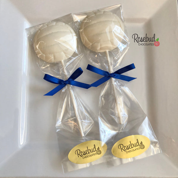 12 VOLLEYBALL Chocolate Lollipop Candy Sports Birthday Party Candy Fav